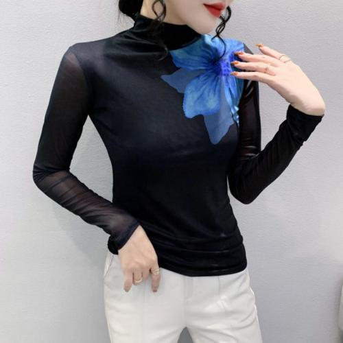 Spandex & Polyester T-shirt femme à manches longues Imprimé Floral plus de couleurs pour le choix pièce