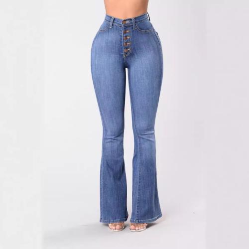 Cotton Slim & bell-bottom Women Jeans patchwork Solid PC