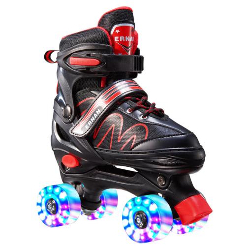 Mesh Fabric & Thermo Plastic Rubber & PU Leather Roller Skates for children & lighting Pair