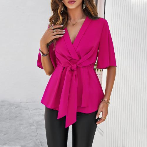 Polyester Vrouwen short sleeve blouses meer kleuren naar keuze stuk