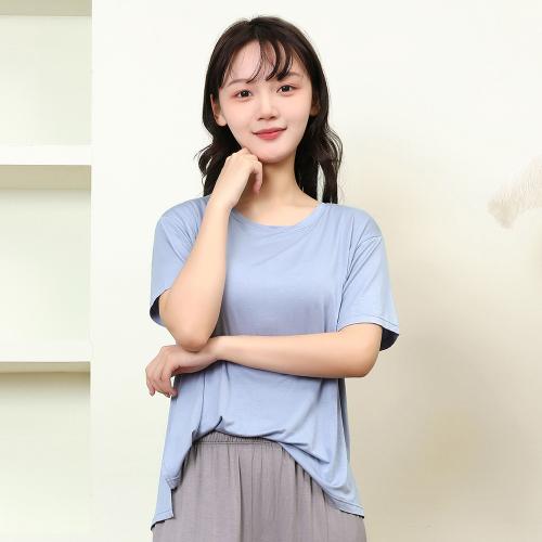 Polyester with bra Women Short Sleeve T-Shirts & loose & breathable Solid PC