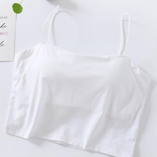Cotton with bra Camisole & off shoulder & breathable Solid PC