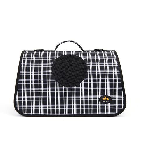 Polyester Pet Carry Handbag portable & hardwearing & breathable plaid white and black PC