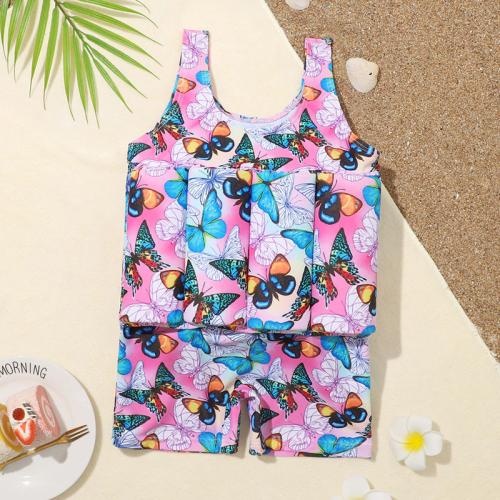 Polyester Children Swimming Floating Suit butterfly pattern pink PC