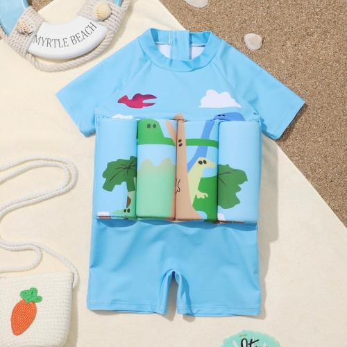 Polyester Children Swimming Floating Suit Solid blue PC