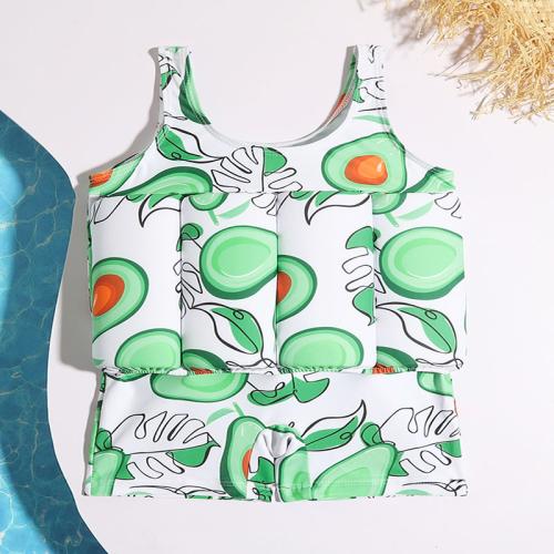 Polyester Costume flottant de natation d’enfants Solide blanc et vert :90 pièce
