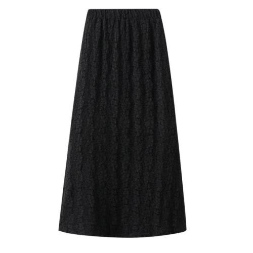 Lace & Polyester long style Maxi Skirt double layer & breathable Solid PC