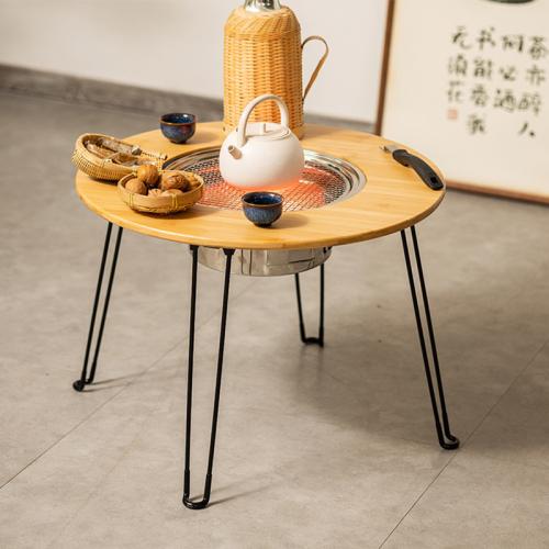 Acier & Moso Bamboo Table pliable pièce
