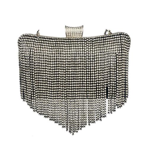 Metal & Polyester hard-surface & Easy Matching & Tassels Clutch Bag with rhinestone PC