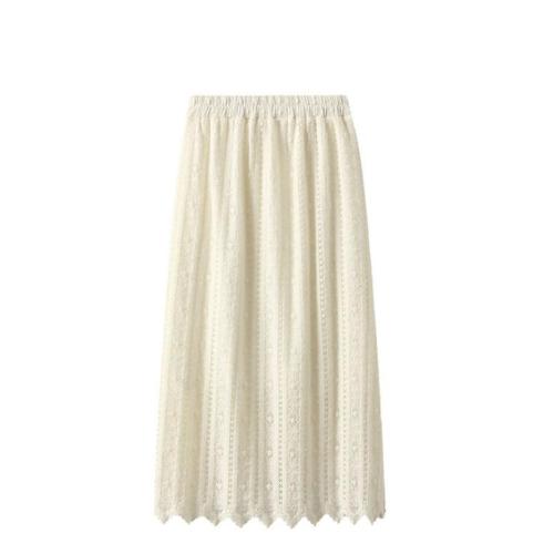 Lace & Polyester High Waist Skirt mid-long style & breathable Solid : PC