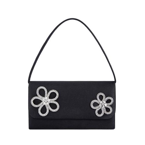 PU Leather Easy Matching & Evening Party Handbag with rhinestone floral black PC