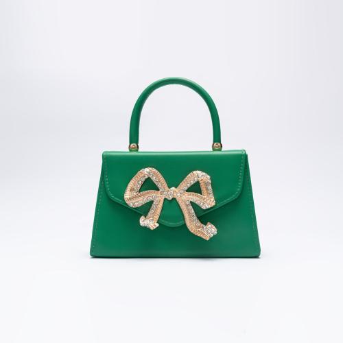 PU Leather Easy Matching Handbag with rhinestone bowknot pattern PC