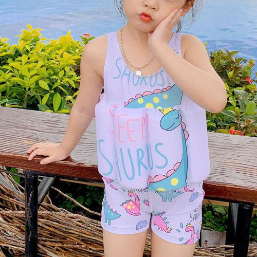 Polyester Children Swimming Floating Suit Solid white PC