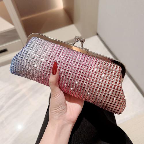 Polyester Easy Matching Clutch Bag random color & with rhinestone multi-colored PC