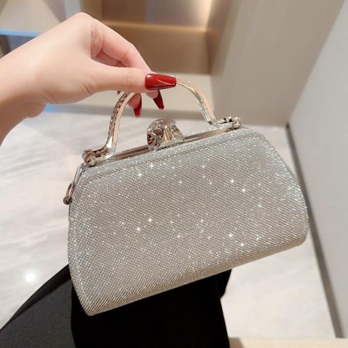 Polyester Easy Matching Clutch Bag with rhinestone silver PC