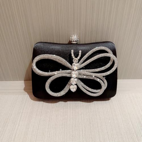 PU Leather Easy Matching Clutch Bag with rhinestone butterfly pattern black PC