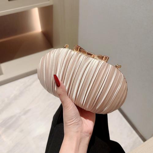 Satin hard-surface & Easy Matching Clutch Bag Apricot PC