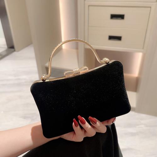 Velour Easy Matching Clutch Bag with rhinestone black PC