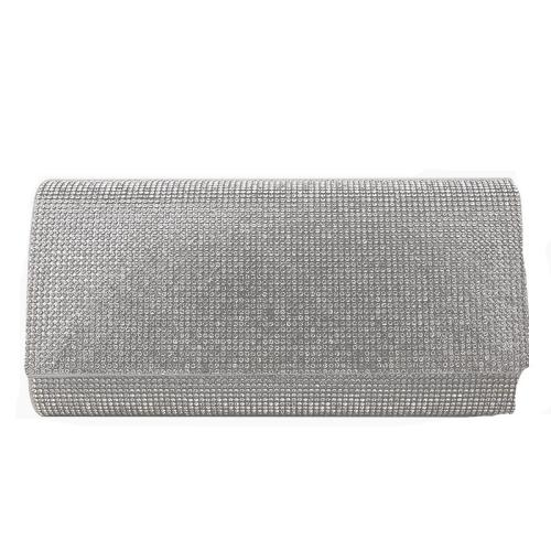 Polyester Envelope & Easy Matching Clutch Bag with rhinestone silver PC