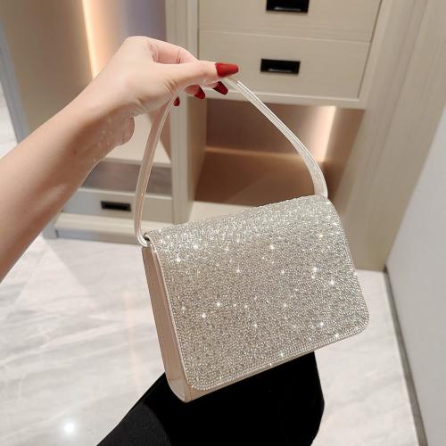 Polyester Easy Matching Clutch Bag with rhinestone Apricot PC