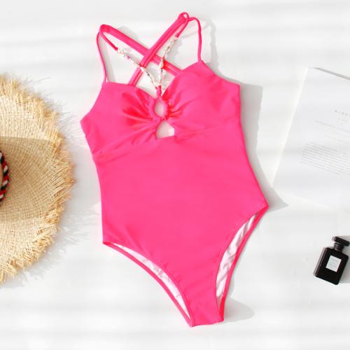 Polyamide & Polyester One-piece Swimsuit & padded Solid pink PC