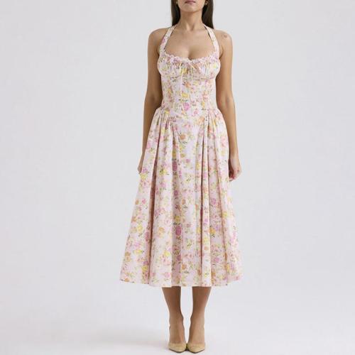 Polyester Neckholder Kleid, Gedruckt, mehr Farben zur Auswahl,  Stück