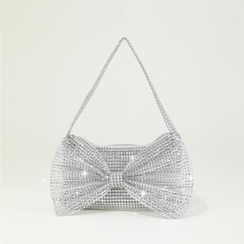 Plastic & Polyester Easy Matching Clutch Bag with rhinestone bowknot pattern PC