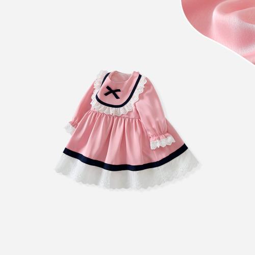 Polyester Girl One-piece Dress Cute pink PC