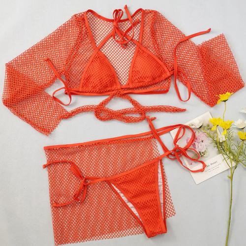 Polyester Bikini, rötlich-orange,  Festgelegt
