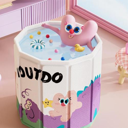 Pearl Cotton & PVC & Oxford Foldable Bathtub for children printed Cartoon multi-colored PC