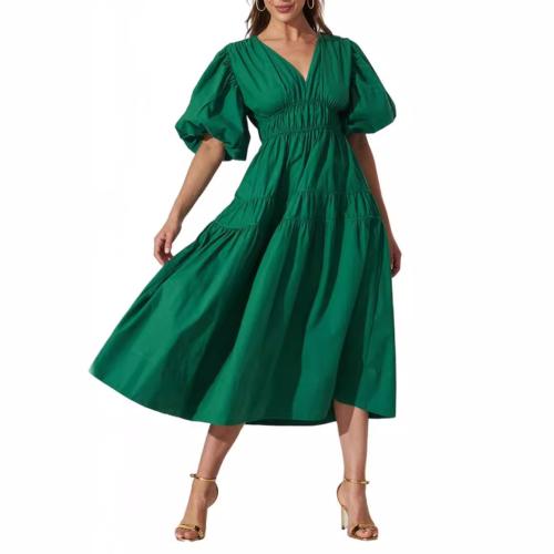 ポリエステル ワンピースドレス 単色 選択のためのより多くの色 一つ