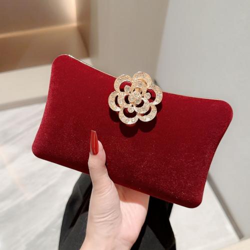 Velour Easy Matching Clutch Bag with rhinestone floral PC