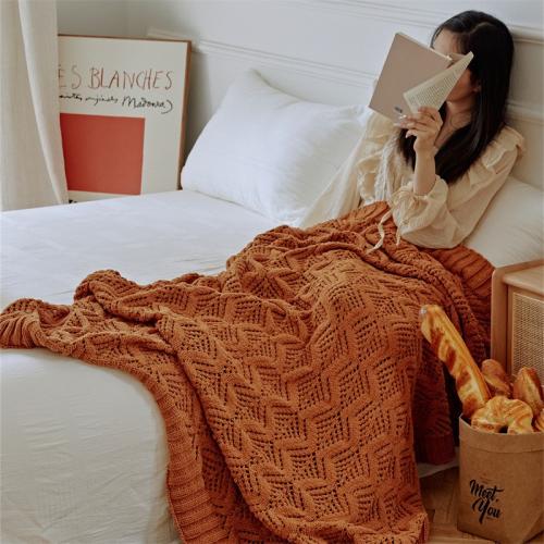 Chenille Sofa Blanket durable knitted Solid PC