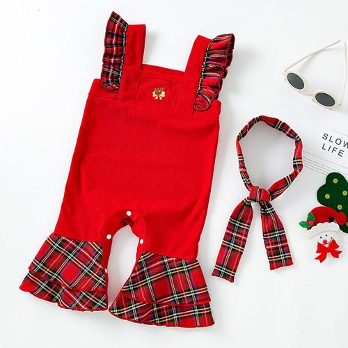 Polyester scallop Baby Jumpsuit & breathable headband patchwork PC
