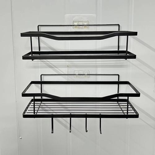 Iron Punch-free Shelf for storage & for bathroom stoving varnish Solid black Set