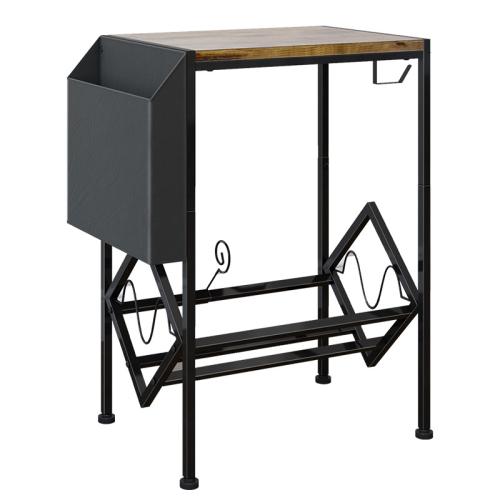 Wooden & Carbon Steel Shelf for storage black PC