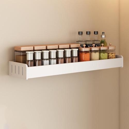 Carbon Steel & Plastic Punch-free Kitchen Shelf  Solid white PC