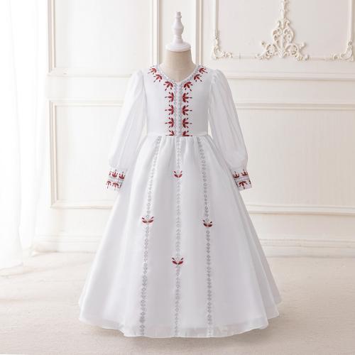Polyester Soft Girl One-piece Dress large hem design Solid white PC