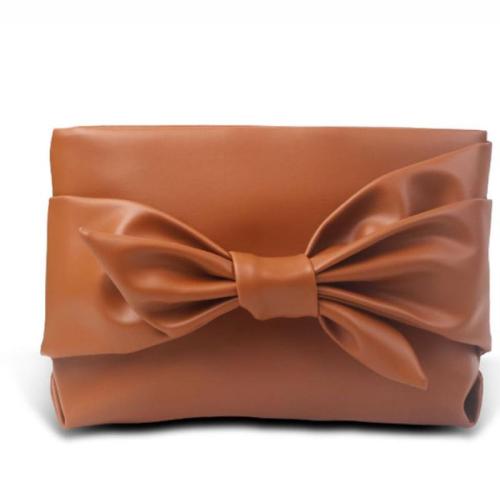 PU Leather Easy Matching Clutch Bag bowknot pattern brown PC
