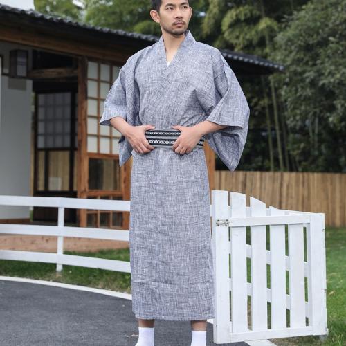 Polyester Men Kimono loose Kimono Costume & belt printed PC