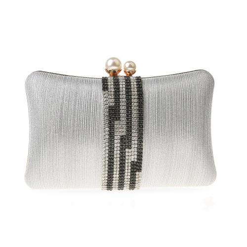 PVC & Polyester hard-surface & Easy Matching Clutch Bag with chain & with rhinestone PC