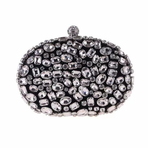 Rhinestone & Nylon & Polyester hard-surface & Easy Matching Clutch Bag with chain PC