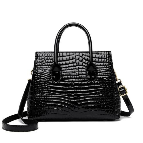 PU Leather Easy Matching Handbag attached with hanging strap black PC
