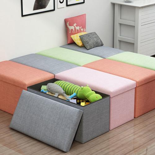 Cotton Linen foldable & Multifunction Stool for storage Solid PC