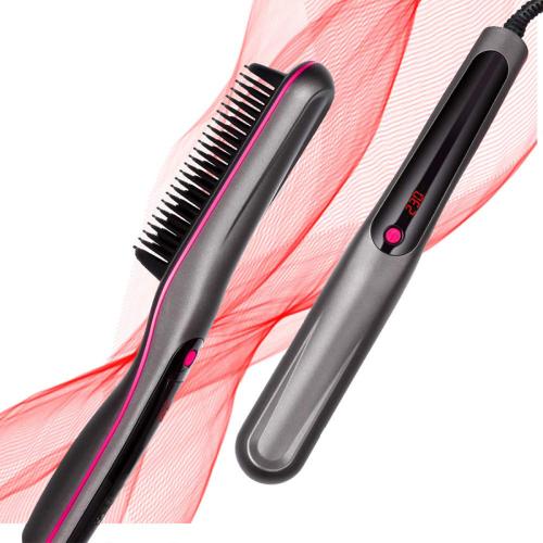 Ceramics Adjustable heat level Hair Straight Comb different power plug style for choose Solid black PC