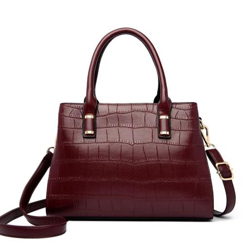 PU Leather Easy Matching Handbag large capacity & attached with hanging strap Stone Grain PC