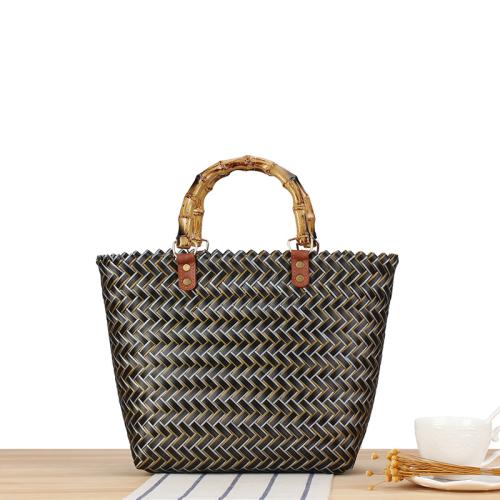 PVC Easy Matching Woven Tote large capacity black PC