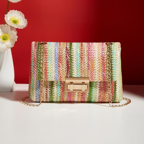 Straw Concise & Easy Matching Crossbody Bag with chain PC