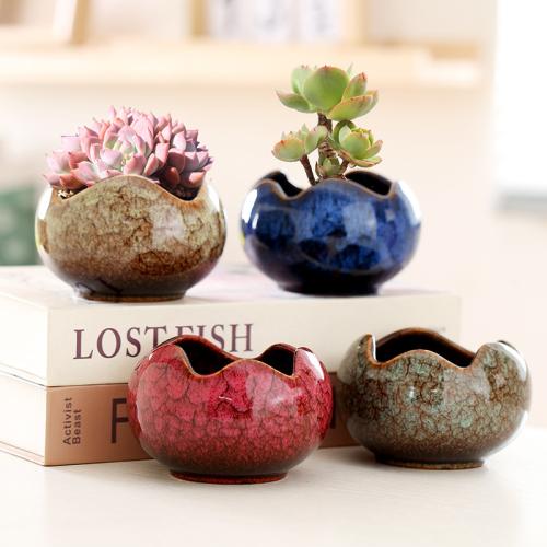 Ceramics Flower Pot corrosion proof & four piece mixed colors Set