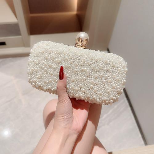 Plastic Pearl Easy Matching Clutch Bag white PC